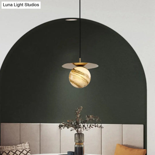 Modern Frosted Glass Led Kitchen Ceiling Light - Gold Sphere Suspension Pendant