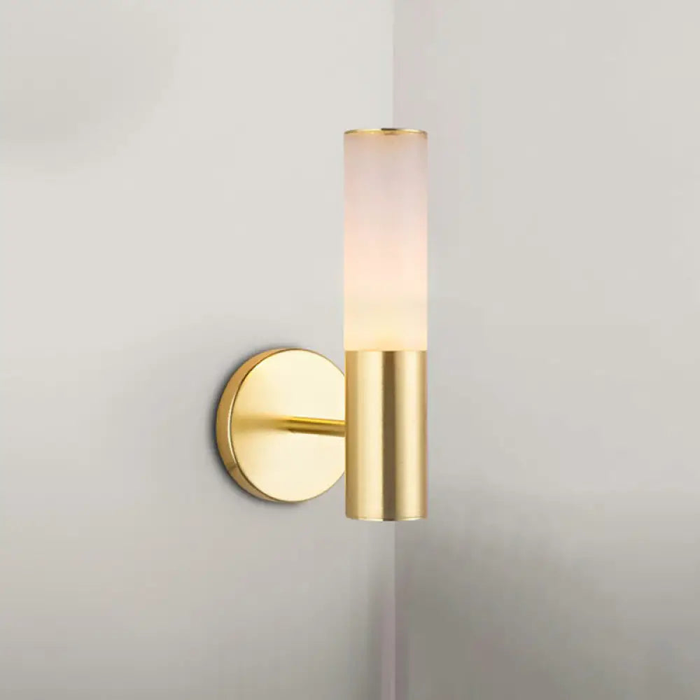 Modern Frosted Glass Wall Lamp With Gold Led