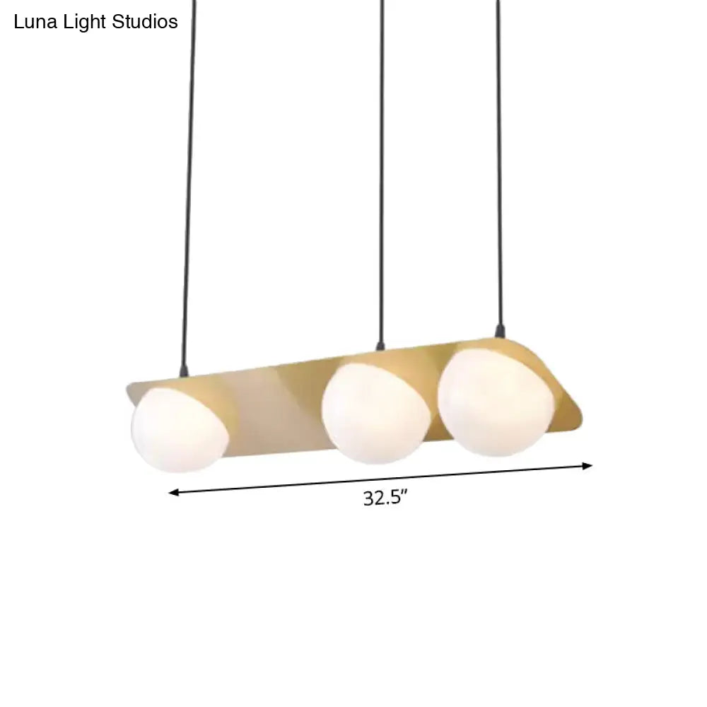 Postmodern V/Z/Horizontal Chandelier With Frosted White Ball Glass Gold Finish - 2/3/4 Heads Hanging