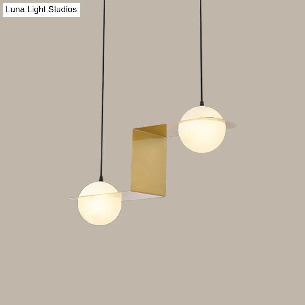 Modern Frosted White Glass Chandelier With Gold Finish - V/Z/Horizontal Pendant Ceiling Light