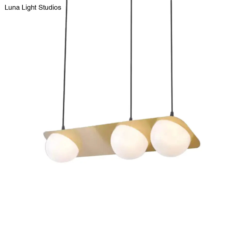 Modern Frosted White Glass Chandelier With Gold Finish - V/Z/Horizontal Pendant Ceiling Light