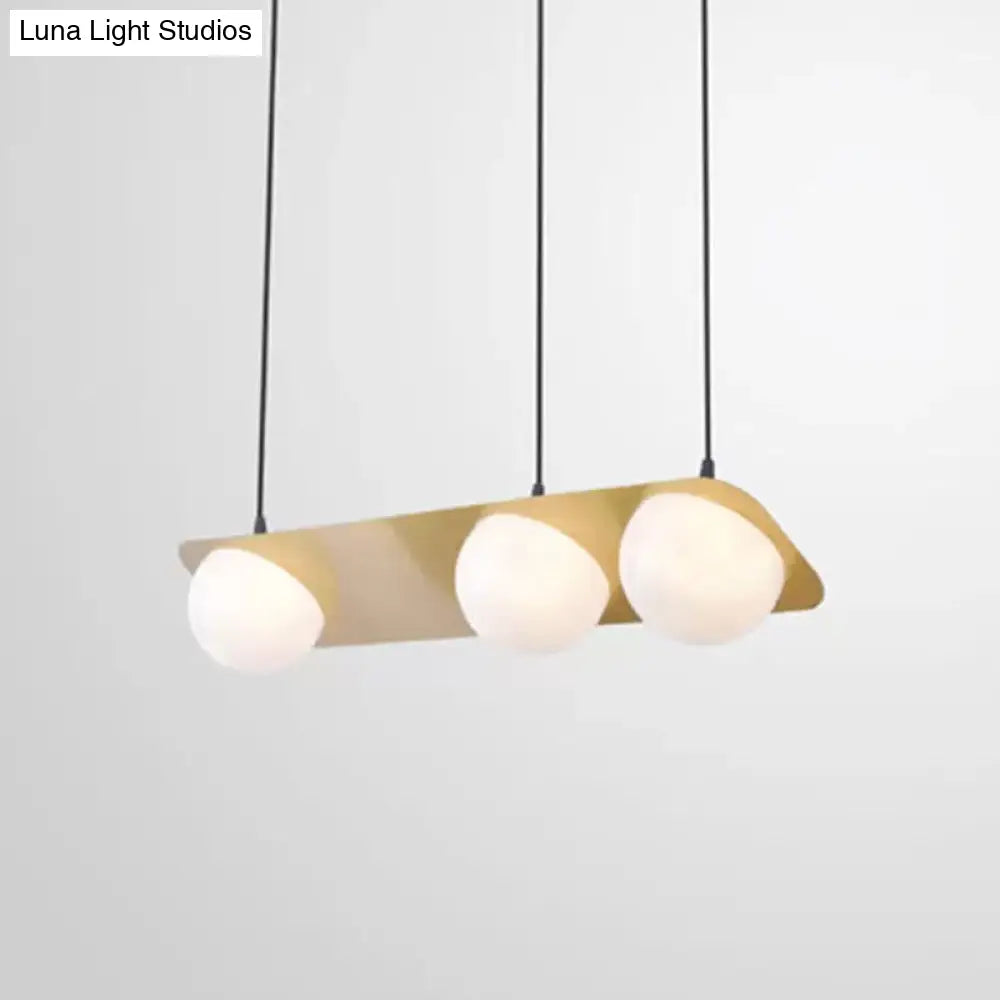 Modern Frosted White Glass Chandelier With Gold Finish - V/Z/Horizontal Pendant Ceiling Light