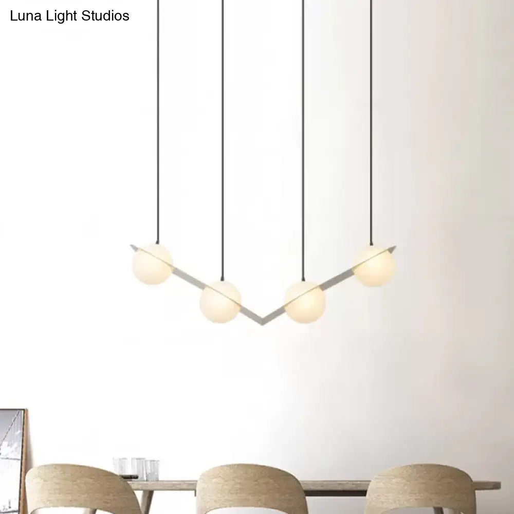 Modern Frosted White Glass Chandelier With Gold Finish - V/Z/Horizontal Pendant Ceiling Light