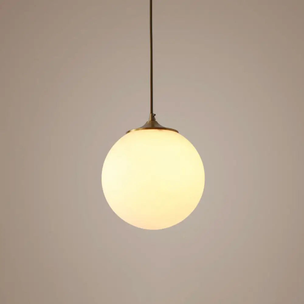 Modern Frosted White Glass Pendant Light For Dining Room With Global Suspension - 1 Bulb / 10’