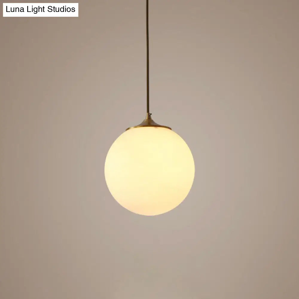 Sleek Frosted White Glass Pendant Light With Global Suspension - Ideal For Dining Rooms 1 Bulb Drop