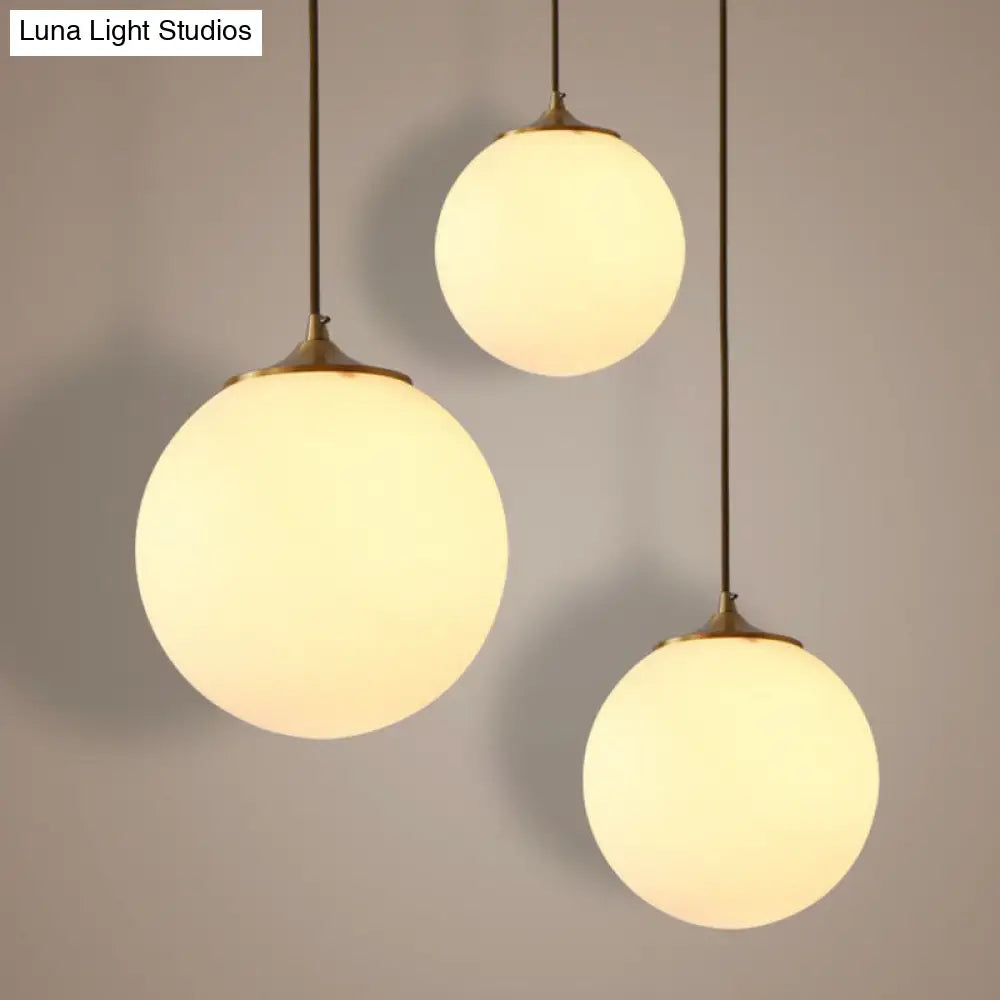 Modern Frosted White Glass Pendant Light For Dining Room With Global Suspension - 1 Bulb