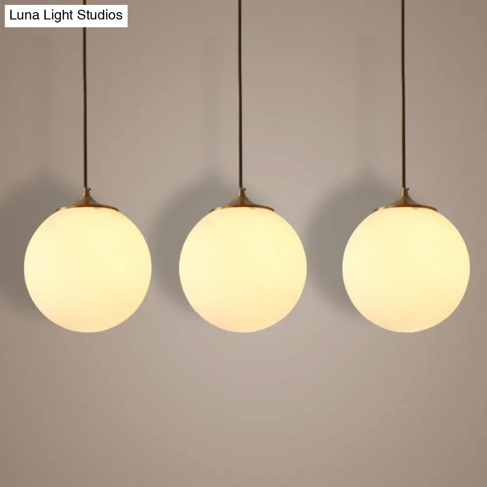 Modern Frosted White Glass Pendant Light For Dining Room With Global Suspension - 1 Bulb