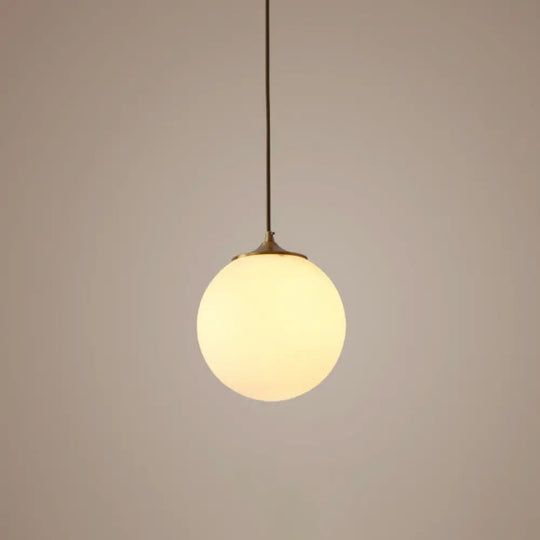 Modern Frosted White Glass Pendant Light For Dining Room With Global Suspension - 1 Bulb / 6’