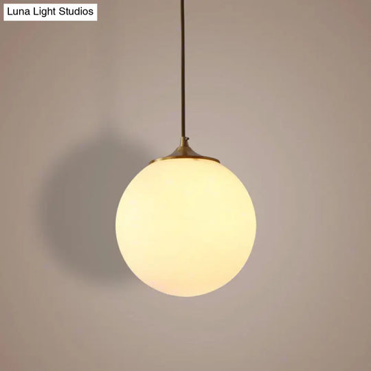 Modern Frosted White Glass Pendant Light For Dining Room With Global Suspension - 1 Bulb