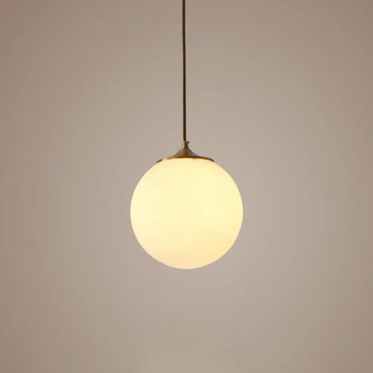 Modern Frosted White Glass Pendant Light For Dining Room With Global Suspension - 1 Bulb / 8’