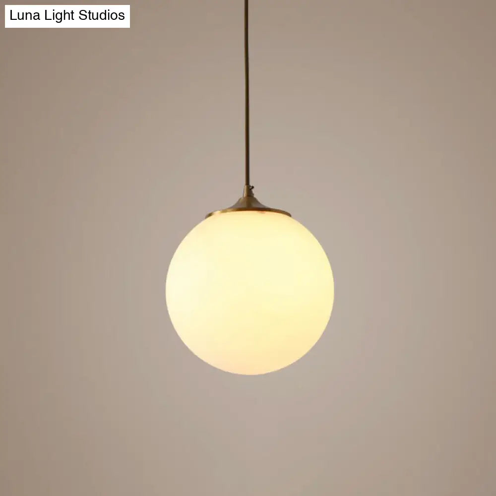 Sleek Frosted White Glass Pendant Light With Global Suspension - Ideal For Dining Rooms 1 Bulb Drop