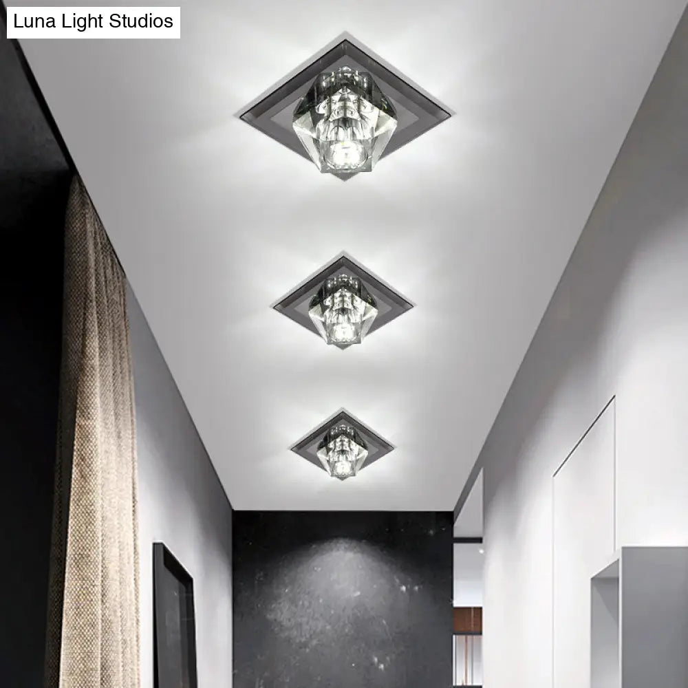 Modern Gemstone Ceiling Light With Crystal Accents And Led Lighting For Corridors
