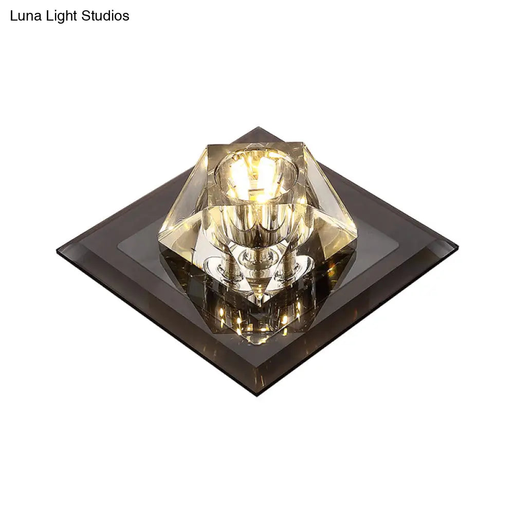 Modern Gemstone Ceiling Light With Crystal Accents And Led Lighting For Corridors