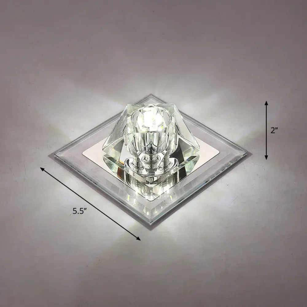 Modern Gemstone Ceiling Light With Crystal Accents And Led Lighting For Corridors Clear / White
