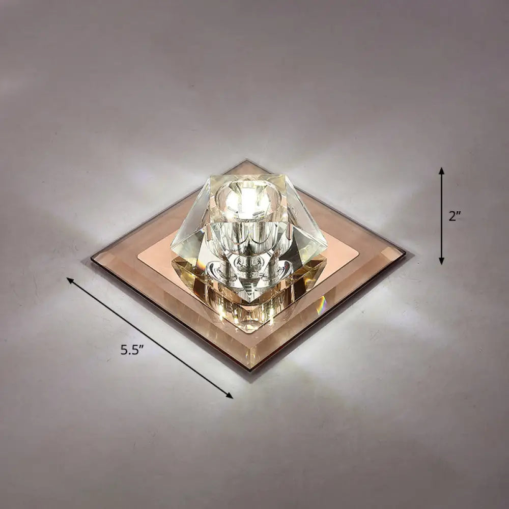Modern Gemstone Ceiling Light With Crystal Accents And Led Lighting For Corridors Tan / White