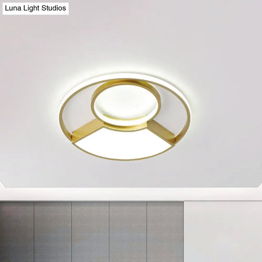 Modern Geometric Acrylic Flush Mount Led Ceiling Light Gold Finish In Warm/White 18/22 Width / 18