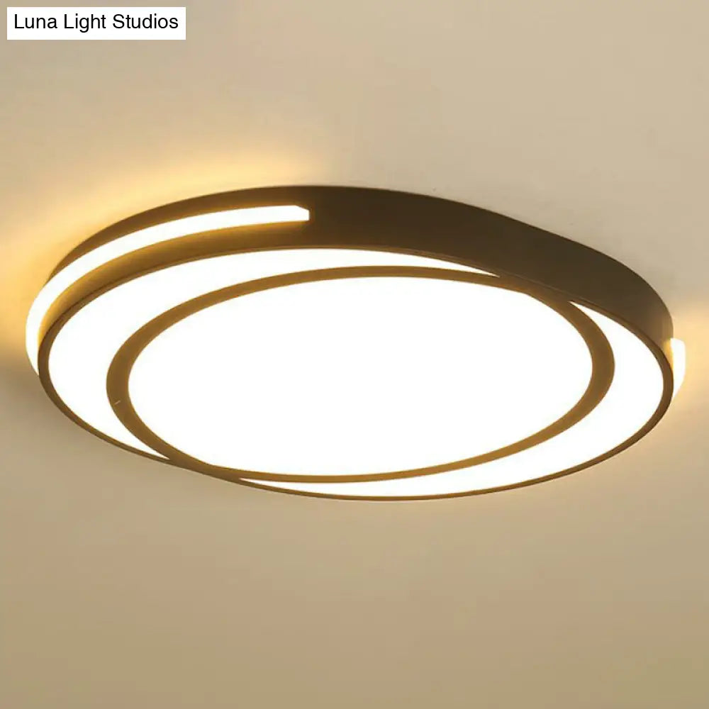 Modern Geometric Acrylic Led Ceiling Light For Living Room - Black Flush Fixture / Warm Round