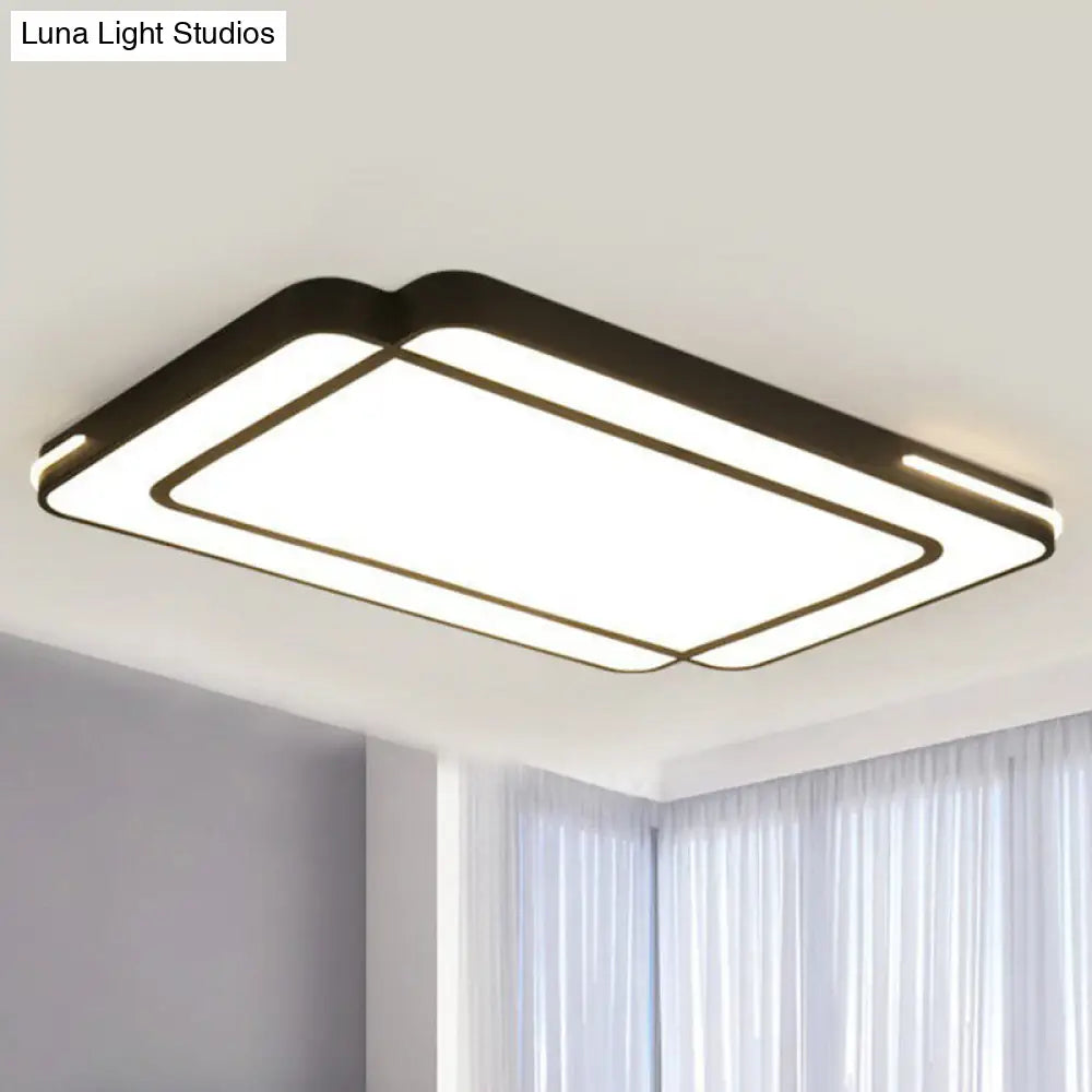 Modern Geometric Acrylic Led Ceiling Light For Living Room - Black Flush Fixture / Warm Rectangle