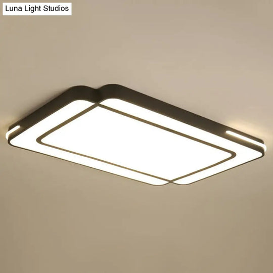 Modern Geometric Acrylic Led Ceiling Light For Living Room - Black Flush Fixture