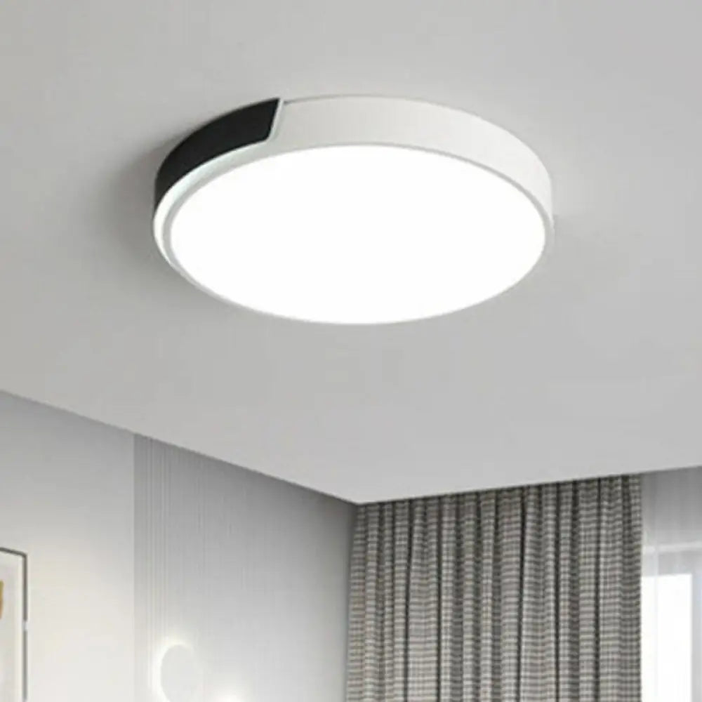 Modern Geometric Acrylic Led Flush Mount Light - Minimalist White Fixture / Warm Round