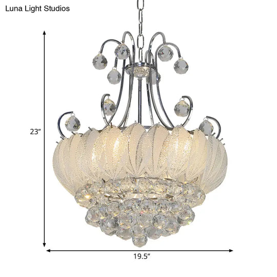 Modern Geometric Ceiling Chandelier With Chrome Finish - 4 Bulbs Pendant Lighting Glass & Crystal