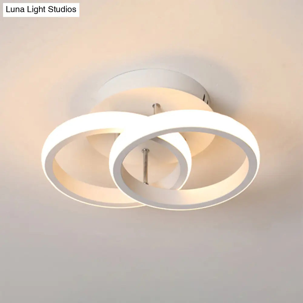 Modern Geometric Ceiling Light: Aluminum Led Semi Flush Mount For Corridor White / Round