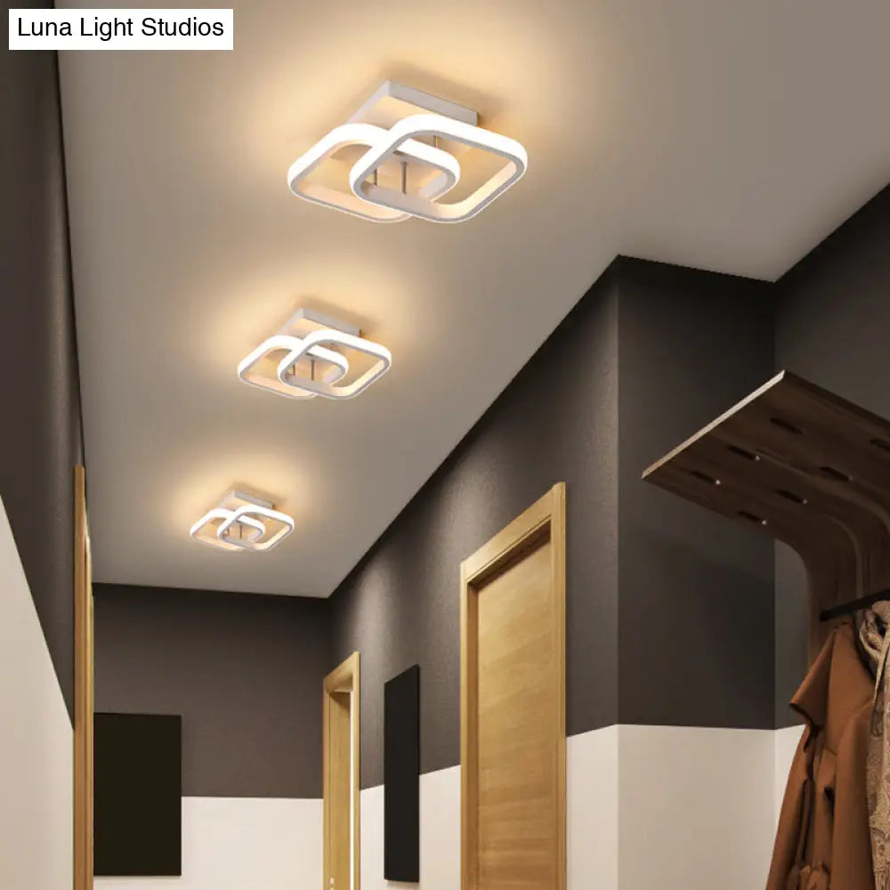 Modern Geometric Ceiling Light: Aluminum Led Semi Flush Mount For Corridor