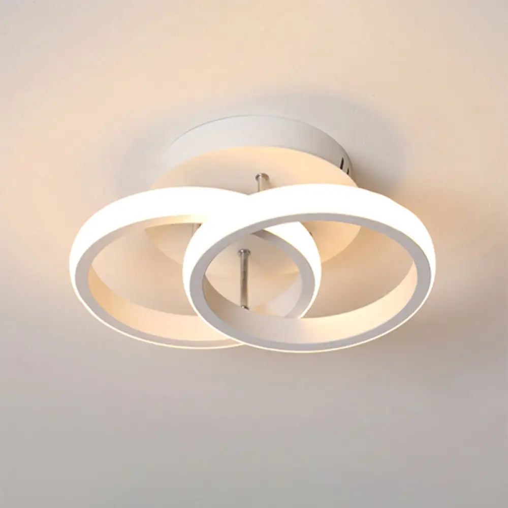 Modern Geometric Ceiling Light: Aluminum Led Semi Flush Mount For Corridor White / Round