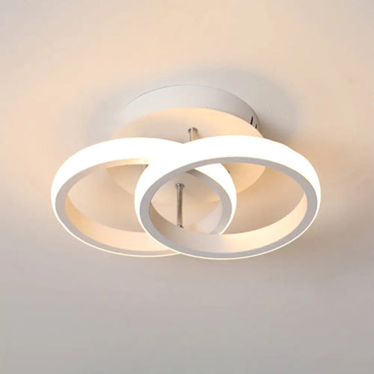 Modern Geometric Ceiling Light: Aluminum Led Semi Flush Mount For Corridor White / Round