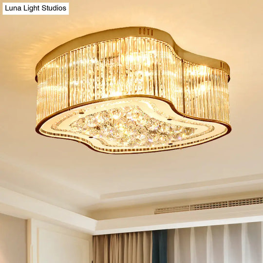 Modern Geometric Crystal Flush Mount Ceiling Light Fixture - 4 - Gold Head Design