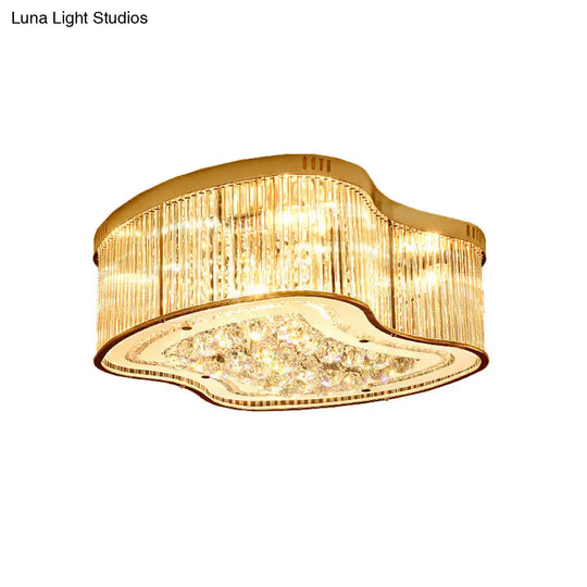 Modern Geometric Crystal Flush Mount Ceiling Light Fixture - 4 - Gold Head Design