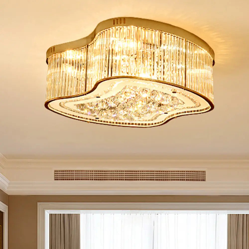 Modern Geometric Crystal Flush Mount Ceiling Light Fixture - 4 - Gold Head Design Gold