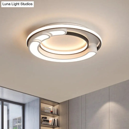 Modern Geometric Flush Ceiling Light - Acrylic Led Mount Fixture For Living Room In White / Round