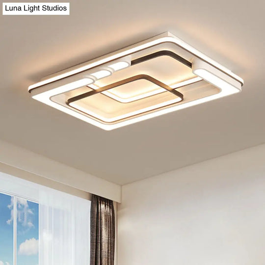 Modern Geometric Flush Ceiling Light - Acrylic Led Mount Fixture For Living Room In White / Warm