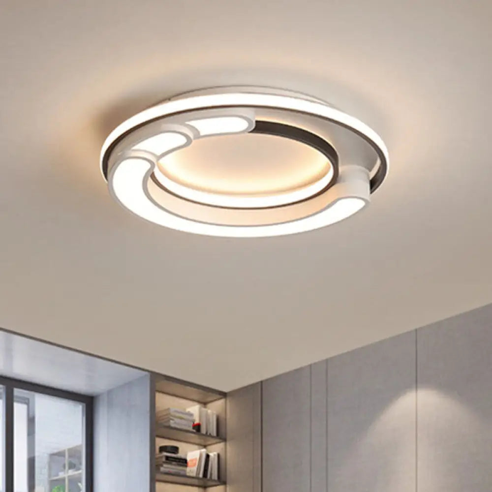 Modern Geometric Flush Ceiling Light - Acrylic Led Mount Fixture For Living Room In White / Round