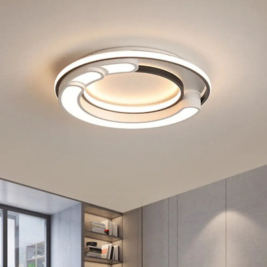 Modern Geometric Flush Ceiling Light - Acrylic Led Mount Fixture For Living Room In White / Round