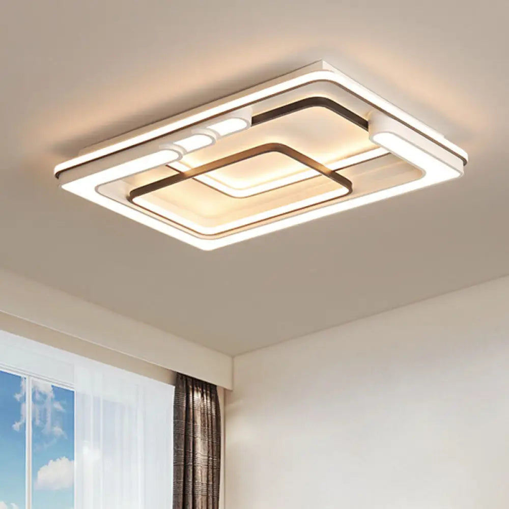 Modern Geometric Flush Ceiling Light - Acrylic Led Mount Fixture For Living Room In White / Warm