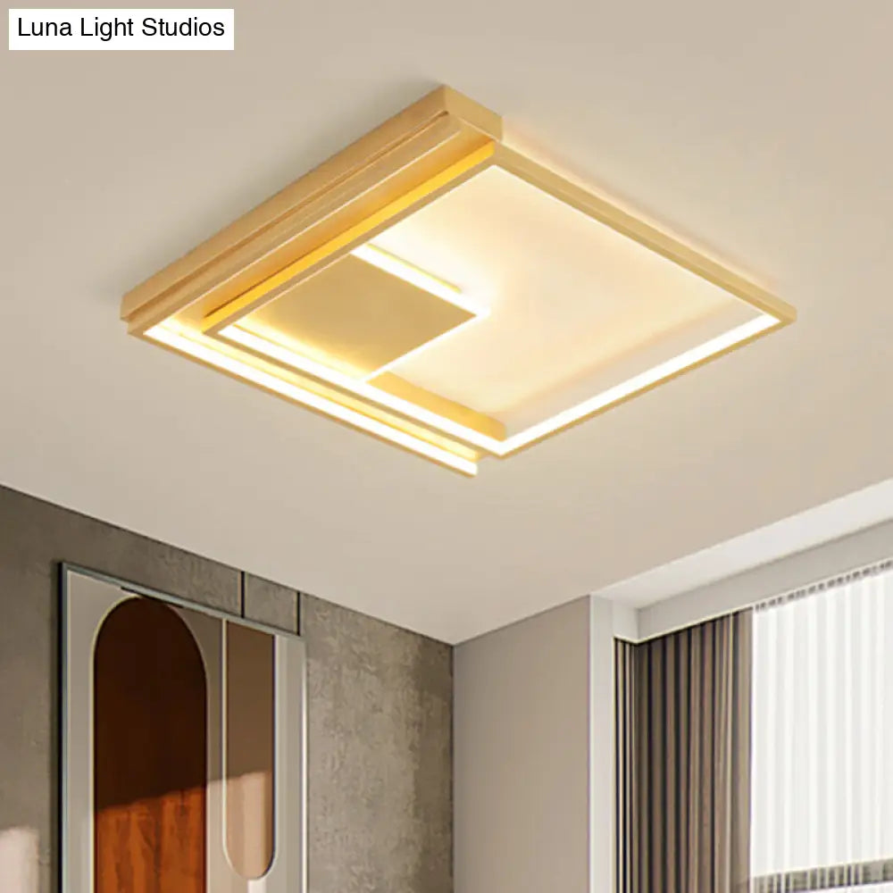 Modern Geometric Flush Mount Acrylic Led Gold Light Fixture - 16.5’/20.5’ W For Bedrooms