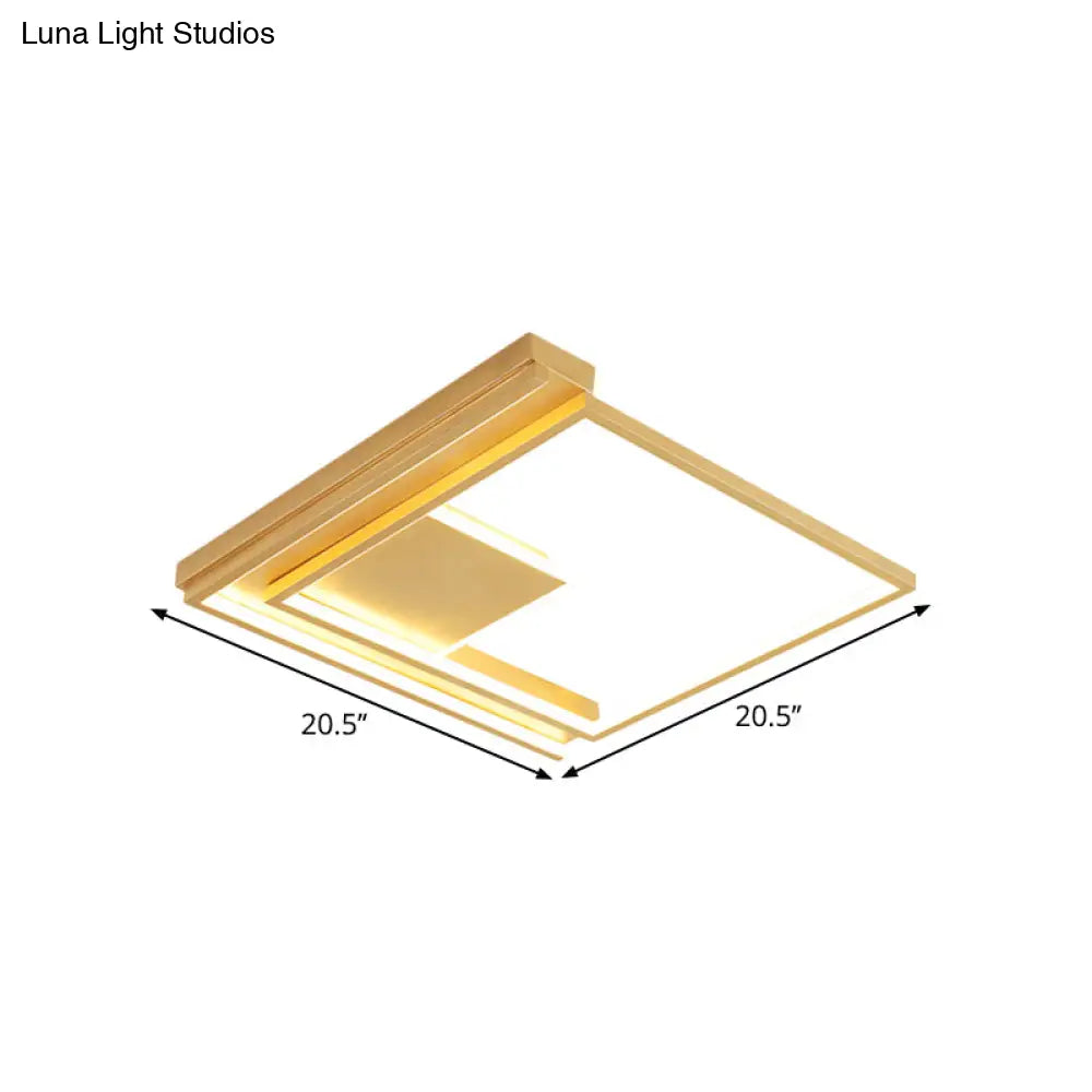 Modern Geometric Flush Mount Acrylic Led Gold Light Fixture - 16.5’/20.5’ W For Bedrooms