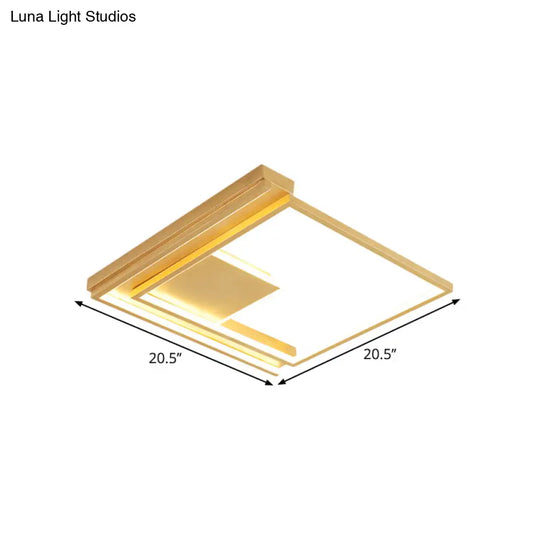 Modern Geometric Flush Mount Acrylic Led Gold Light Fixture - 16.5’/20.5’ W For Bedrooms