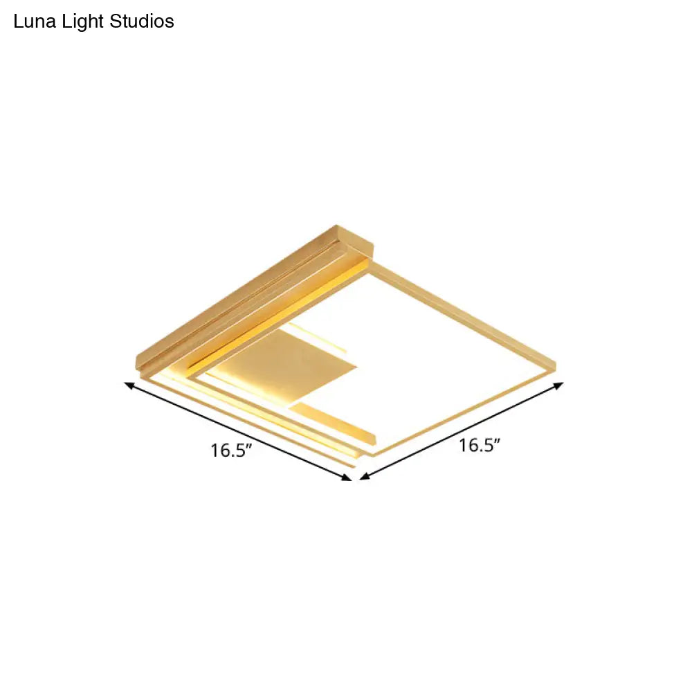 Modern Geometric Flush Mount Acrylic Led Gold Light Fixture - 16.5’/20.5’ W For Bedrooms