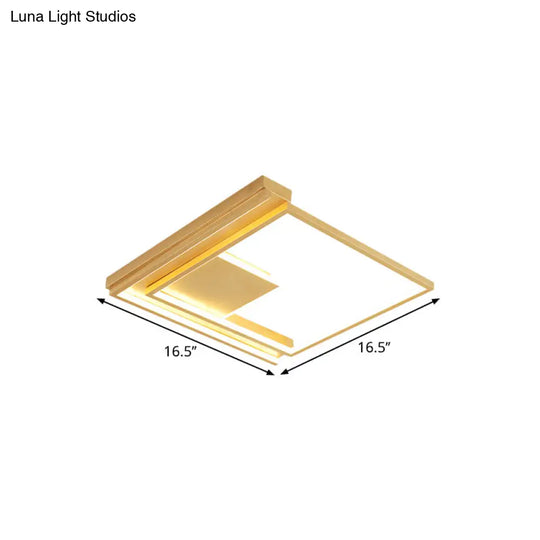 Modern Geometric Flush Mount Acrylic Led Gold Light Fixture - 16.5’/20.5’ W For Bedrooms