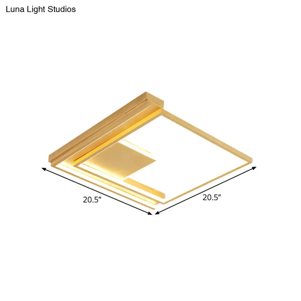 Modern Geometric Flush Mount Acrylic Led Gold Light Fixture - 16.5/20.5 W For Bedrooms