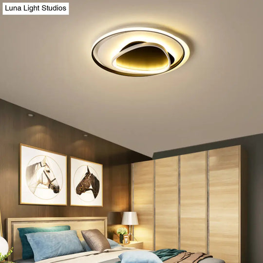 Modern Geometric Flush Mount Ceiling Light: 18’/23.5’ Wide Black Acrylic Led Warm/White Light