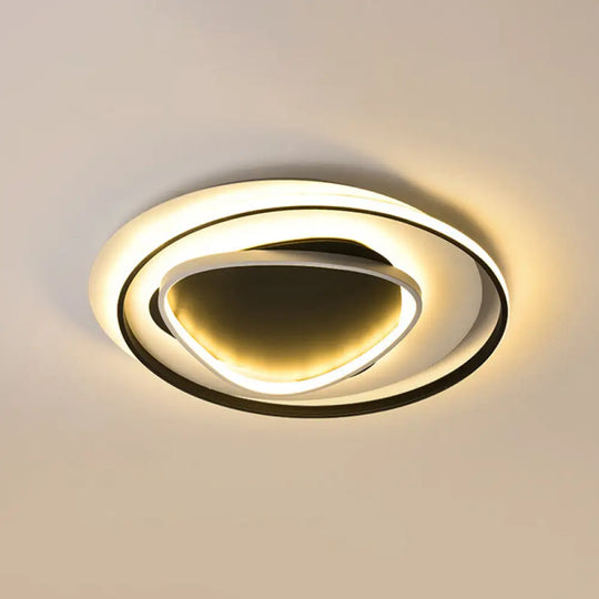 Modern Geometric Flush Mount Ceiling Light: 18’/23.5’ Wide Black Acrylic Led Warm/White Light