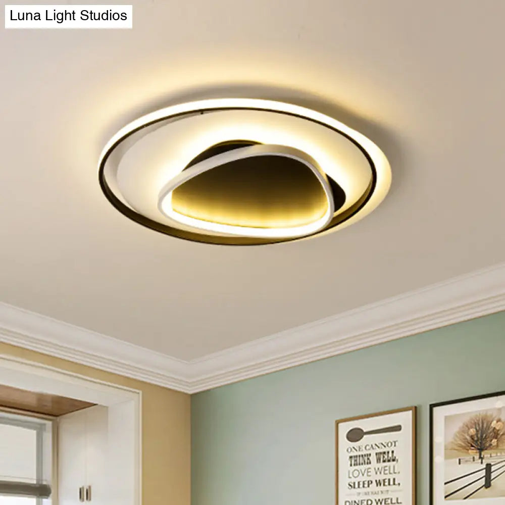 Modern Geometric Flush Mount Ceiling Light: 18’/23.5’ Wide Black Acrylic Led Warm/White Light