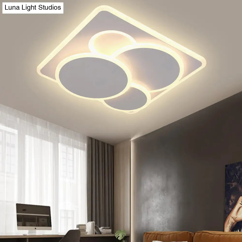 Modern Geometric Flush Mount Led Ceiling Light In Warm/White Acrylic White / Warm