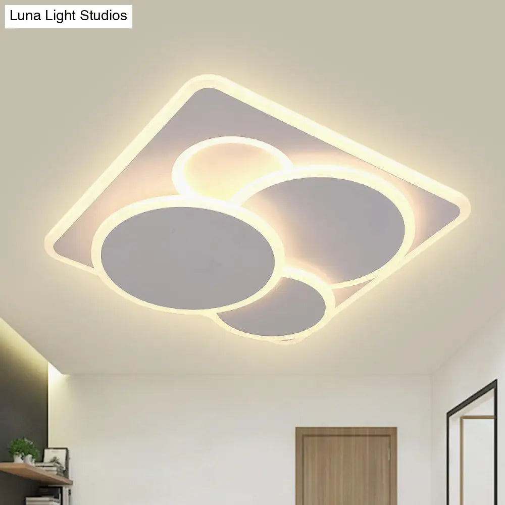 Modern Geometric Flush Mount Led Ceiling Light In Warm/White Acrylic