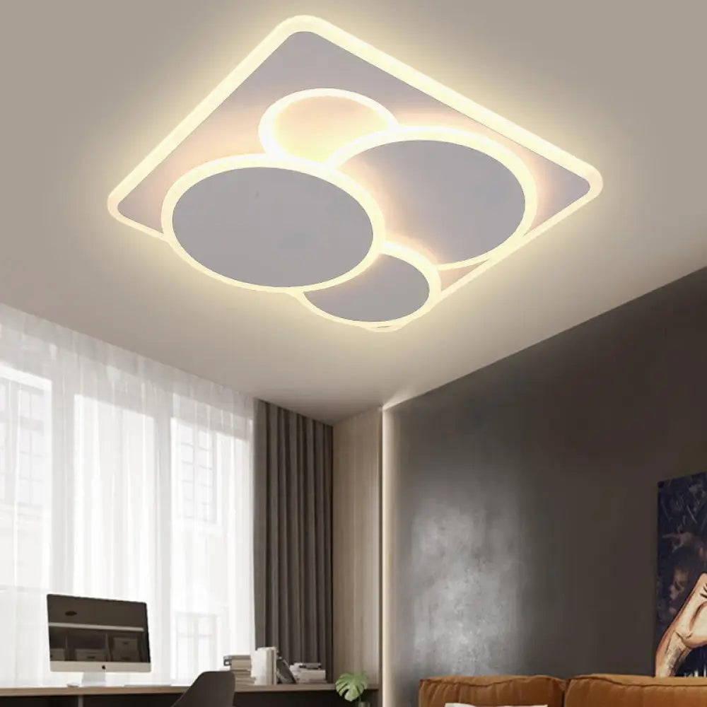 Modern Geometric Flush Mount Led Ceiling Light In Warm/White Acrylic White / Warm