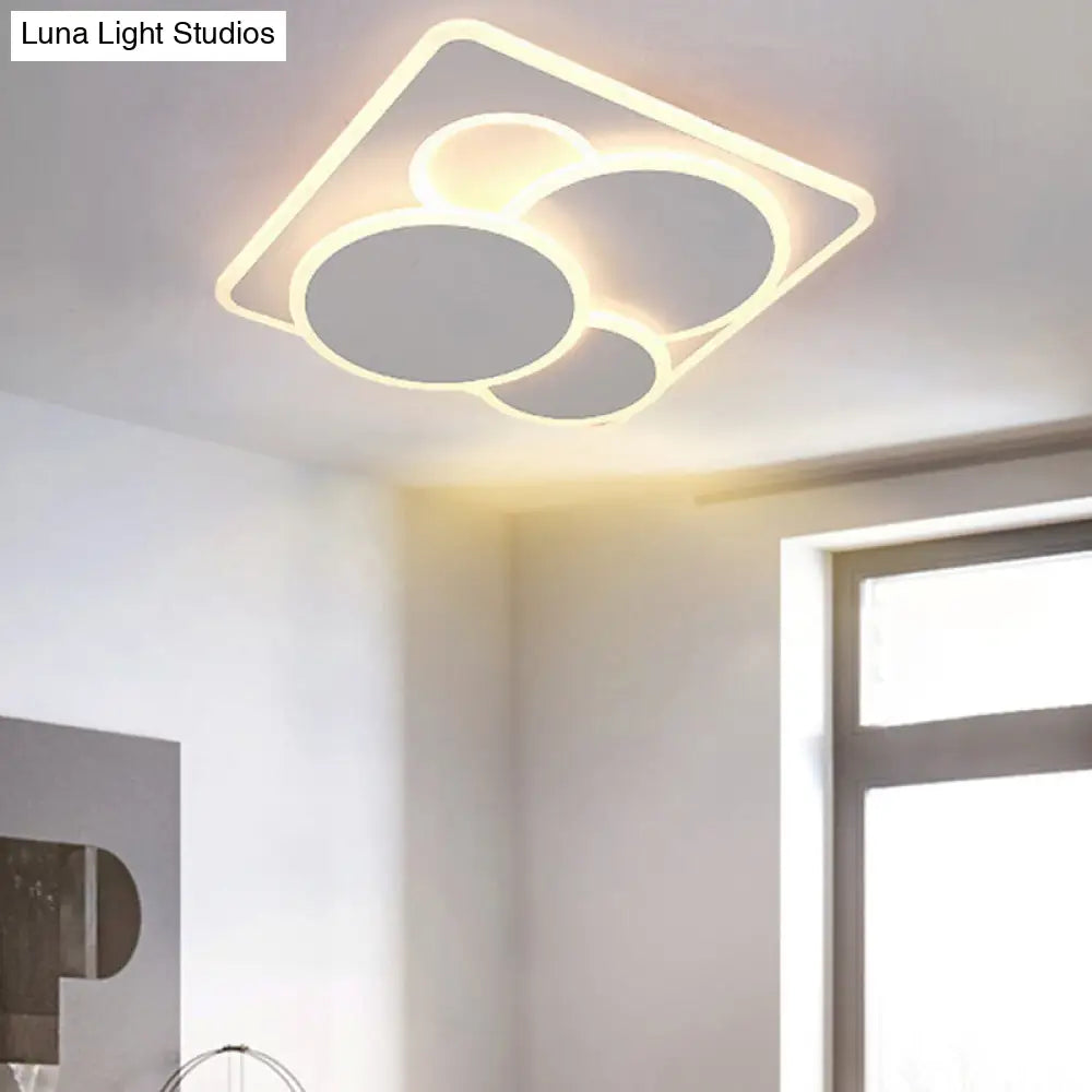 Modern Geometric Flush Mount Led Ceiling Light In Warm/White Acrylic